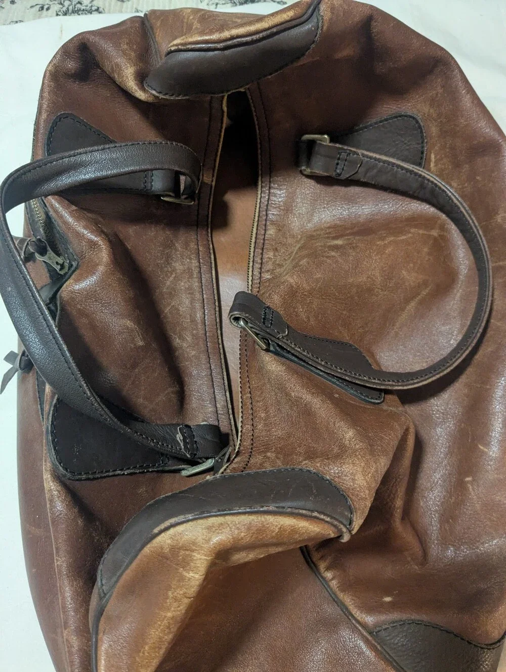 Brown VTG Leather Weekend Bag - Soft, Relaxed